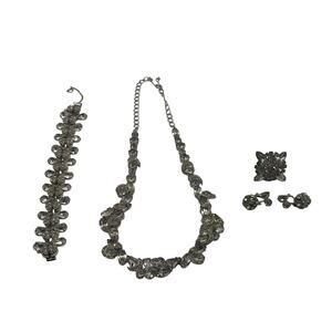 Fashion Crystal Necklace Bracelet Earrings Brooch Jewelry Set